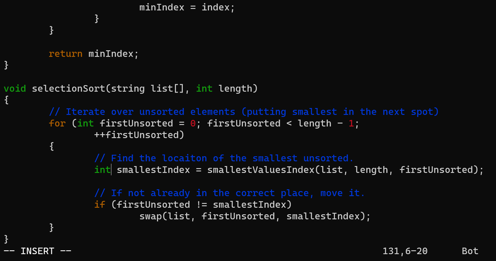Vim screenshot